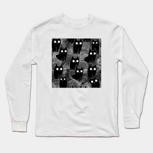 Black and White Staring Cats Long Sleeve T-Shirt